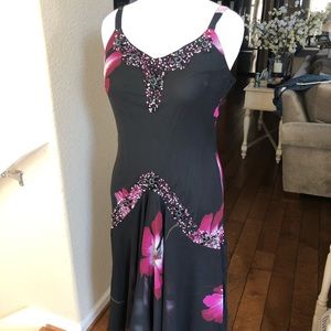 Beautiful black and orchid evening chiffon dress.